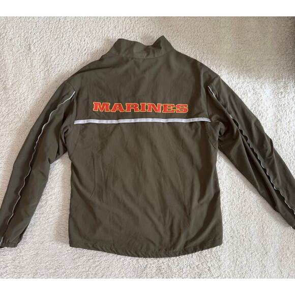 U.S. Marines Running Drawstring Zip Up Windbreaker Jacket Army Green Size S - Picture 2 of 12